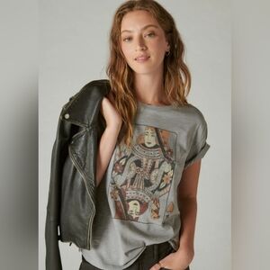 Lucky Brand "Queen of Hearts" Boyfriend Tee, NEW